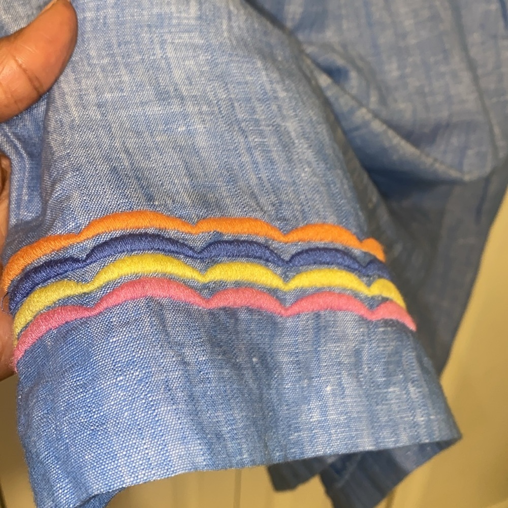 Talbots Blue Midi Dress with Multicolor Trim - Picture 10 of 10